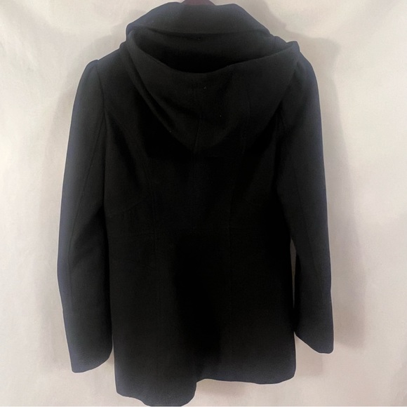 GUESS Jacket Wool Women M Medium Toggle Button Black Hooded Hoody - Picture 6 of 7